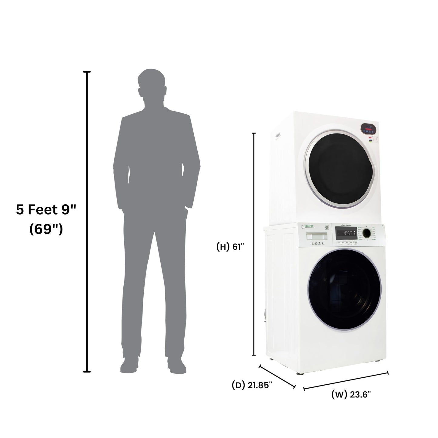 Equator 24"Ultra Compact VALUE Washer 1.57cu.ft+Vented short Dryer 2.6cu.ft 110V