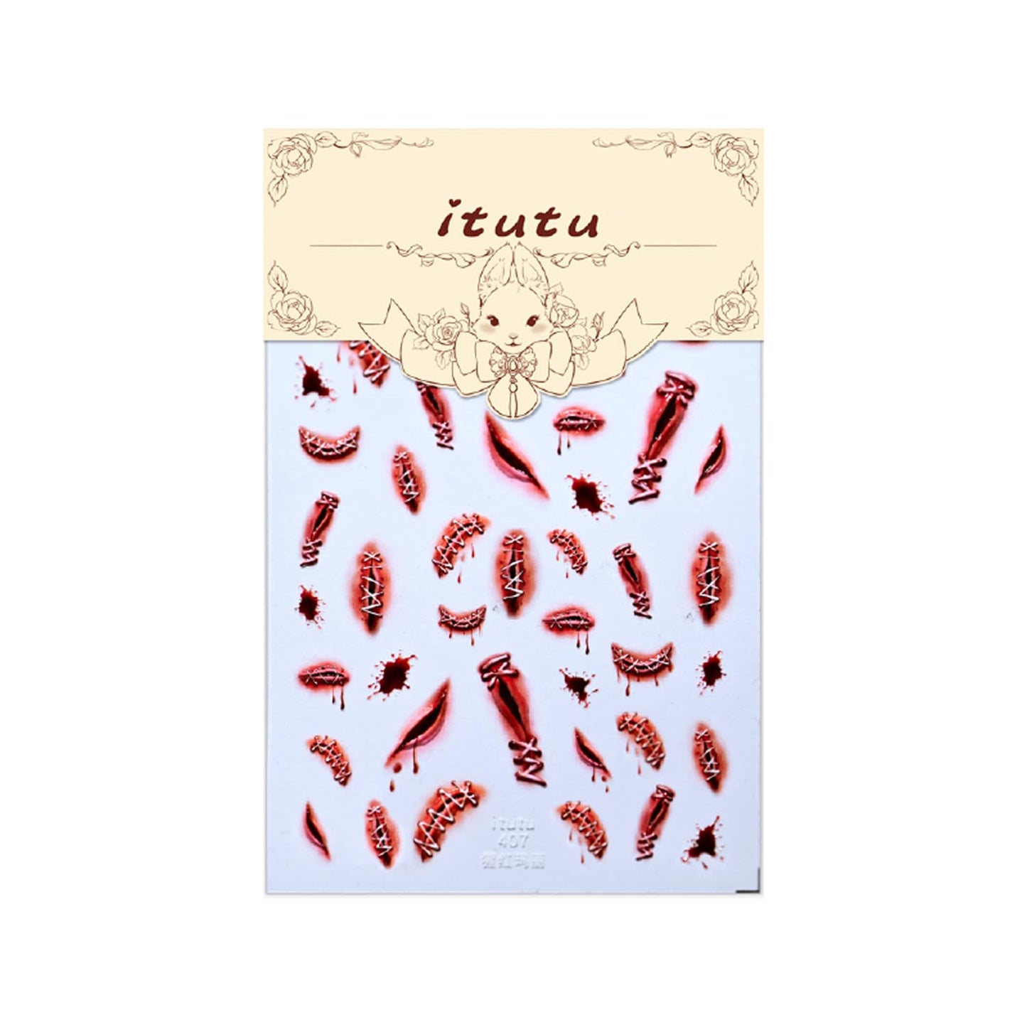 1Sheet Blood Scar Nail Art Stickers Decals 5D Embossed Horror Halloween Nail Stickers Self-Adhesive Wound Designs Nail Decal Bloody Scars Nail Sticker for Women DIY Manicure Decoration Supplies