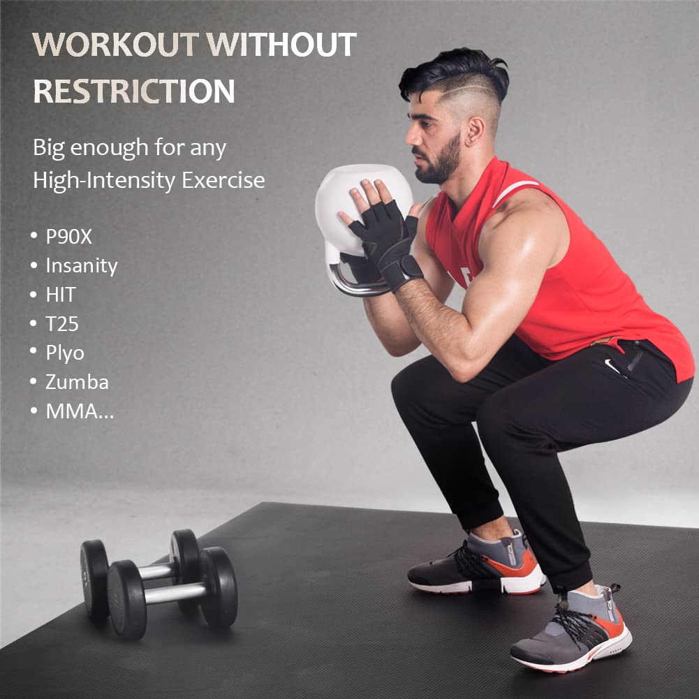 GXMMAT Extra Large Exercise Mat 16'x6'/12'x6'/10'x6'/8'x6'(7mm), Extra Wide Workout Mats for Home Gym Flooring, Non-Slip Thick Durable Cardio Mat for MMA,Plyo,Jump Rope,Weights,Fitness,Shoe-Friendly