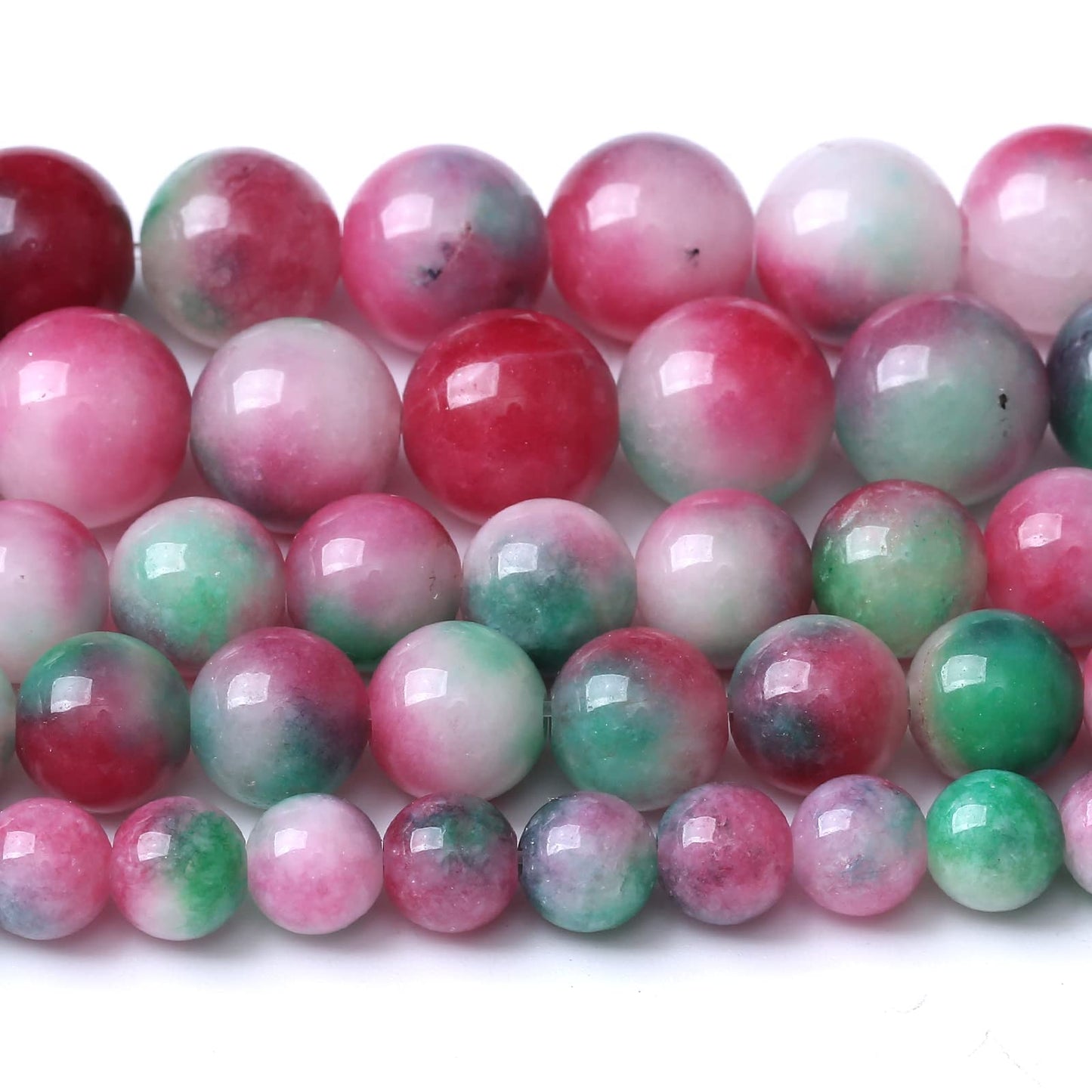 45pcs 8mm Natural Green Red Epidote Jade Stone Round Loose Spacer Beads for DIY Jewelry Making Necklaces Bracelets Healing Energy Beads (Epidote Jade, 8mm)