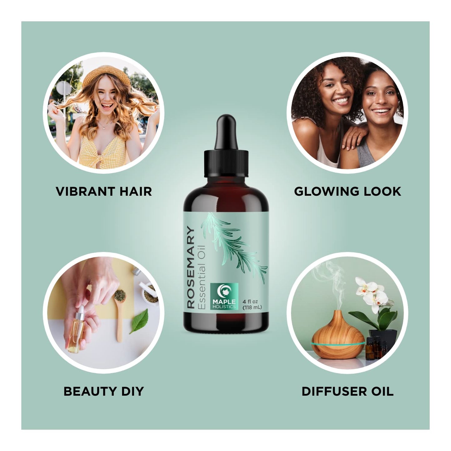 Premium Hair Oils for Hair Growth - Pure Peppermint and Rosemary Oil for Hair Growth - Hair Treatment Oils Set with Rosemary Essential Oil and Peppermint Essential Oil 4 Fl Oz Each