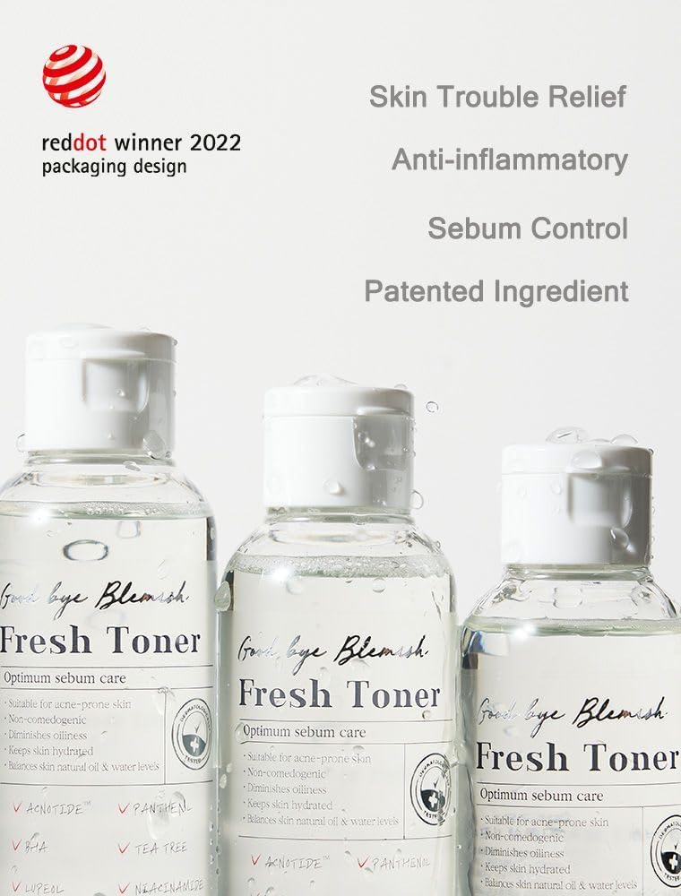 MIZON Goodbye Blemish Fresh Toner, BHA, Niacinamide for Excessive Sebum, Troubled Skin, Acne Treatment, Breakout Treatment, Korean Skincare, Acne Spot Treatment, Smooth Skin (120ml/4.05 fl. oz.)