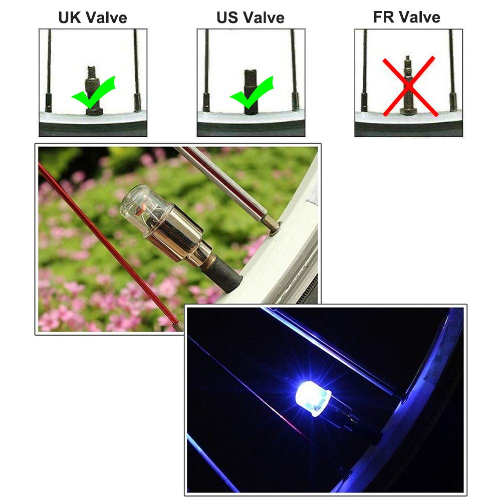 FICBOX 12 PCS LED Wheel Lights Flash Light Tire Valve Cap Lamp for Car Trucks Motorcycle Bike (Blue)