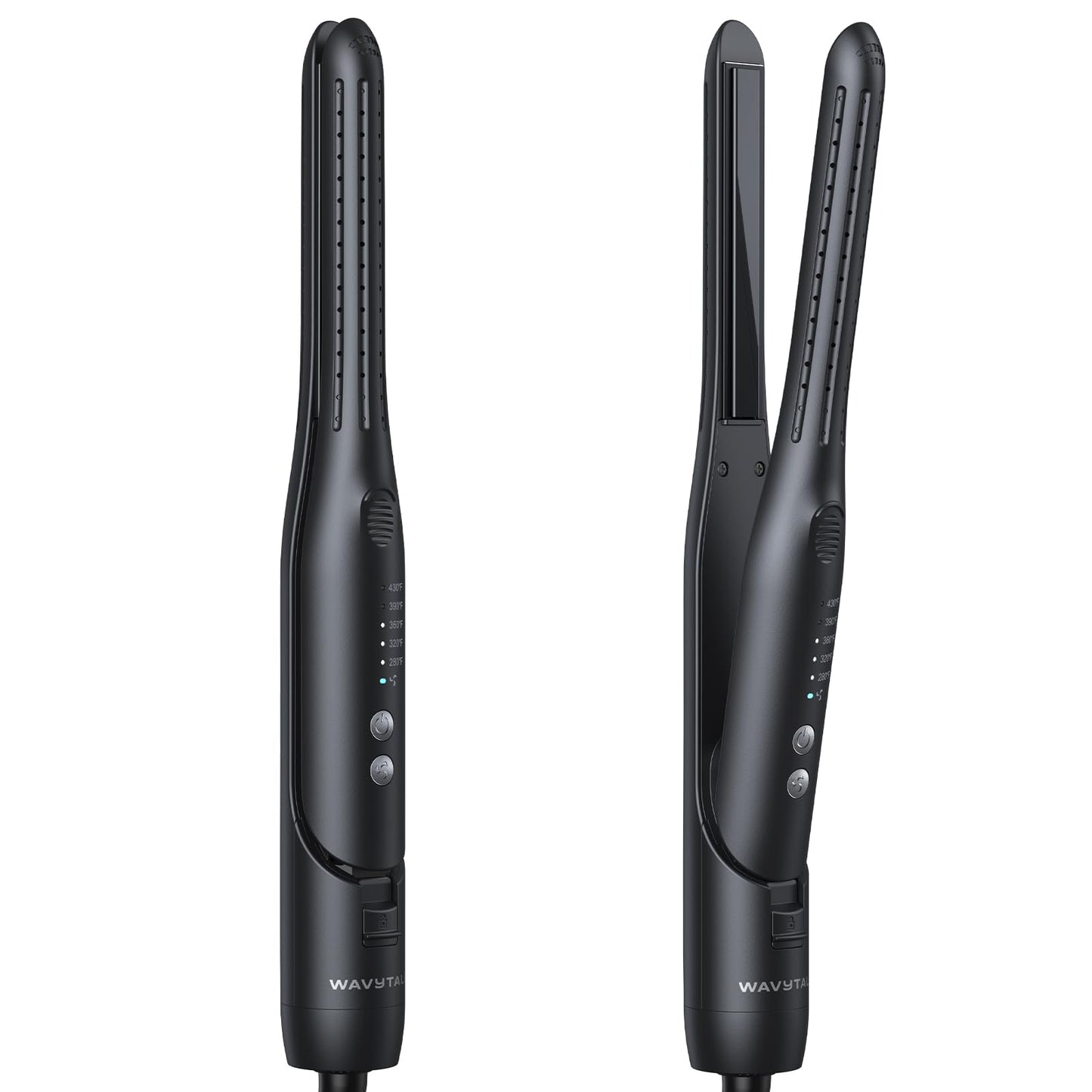 Wavytalk 0.65" Pencil Flat Iron, Cool Curl Pencil, Small Airflow Styler and Straightener for Short Hair, Pixie Cut and Edges, Curling Iron for Short Hair with 360º Cool Airflow, Black