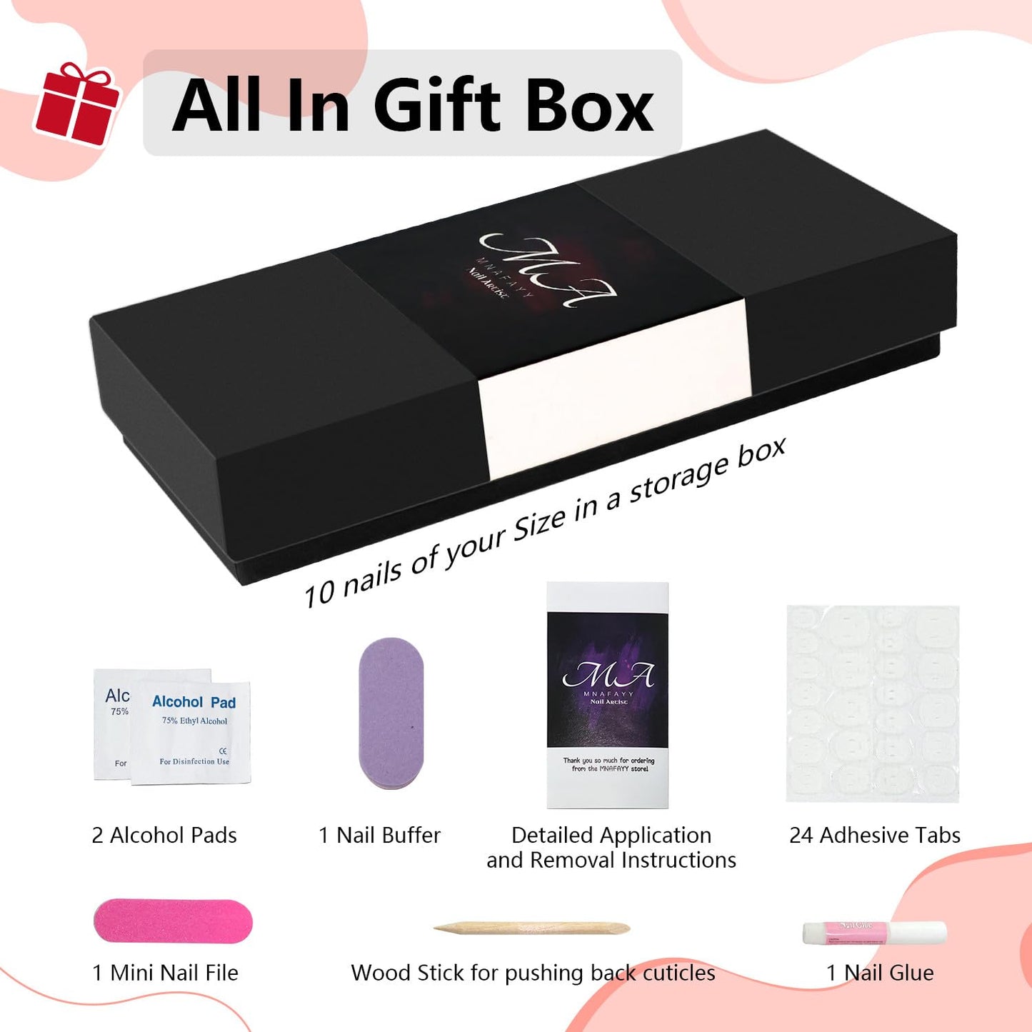 MNAFAYY Luxury Gems 100% Handmade Nails Gold Long Stiletto Press On Nails Full Cover 3D Rhinestone Crystal Gorgeous Reusable UV Finished Fake False Nails Acrylic Nail Kit With Box Gifts for Women S