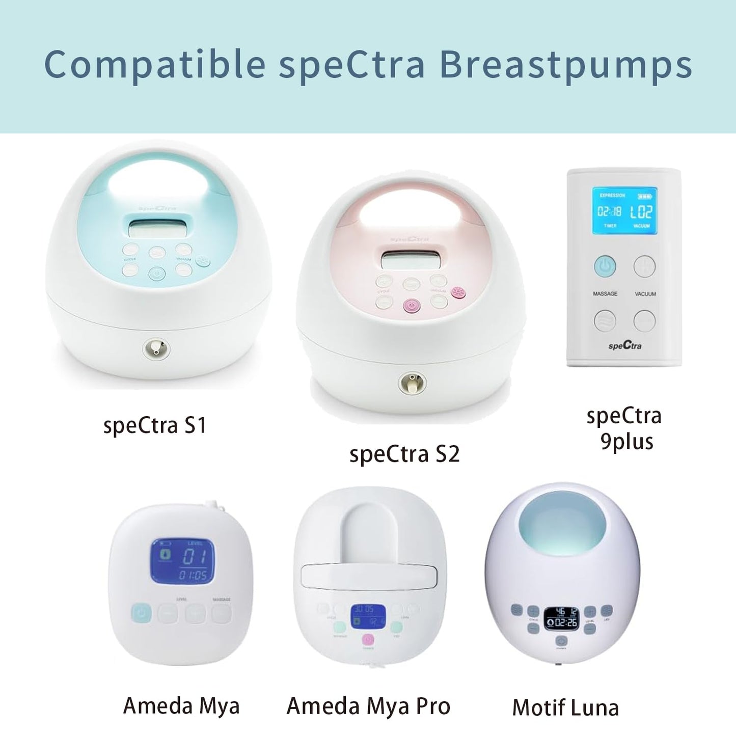 Momstouch Pump Parts Compatible with Spectra S1/S2/9 Plus, Not Original Accessories, Full Set Replacements Include 24mm Flange, Duckbill Valve, Backflow Protector, Tubing and Bottle