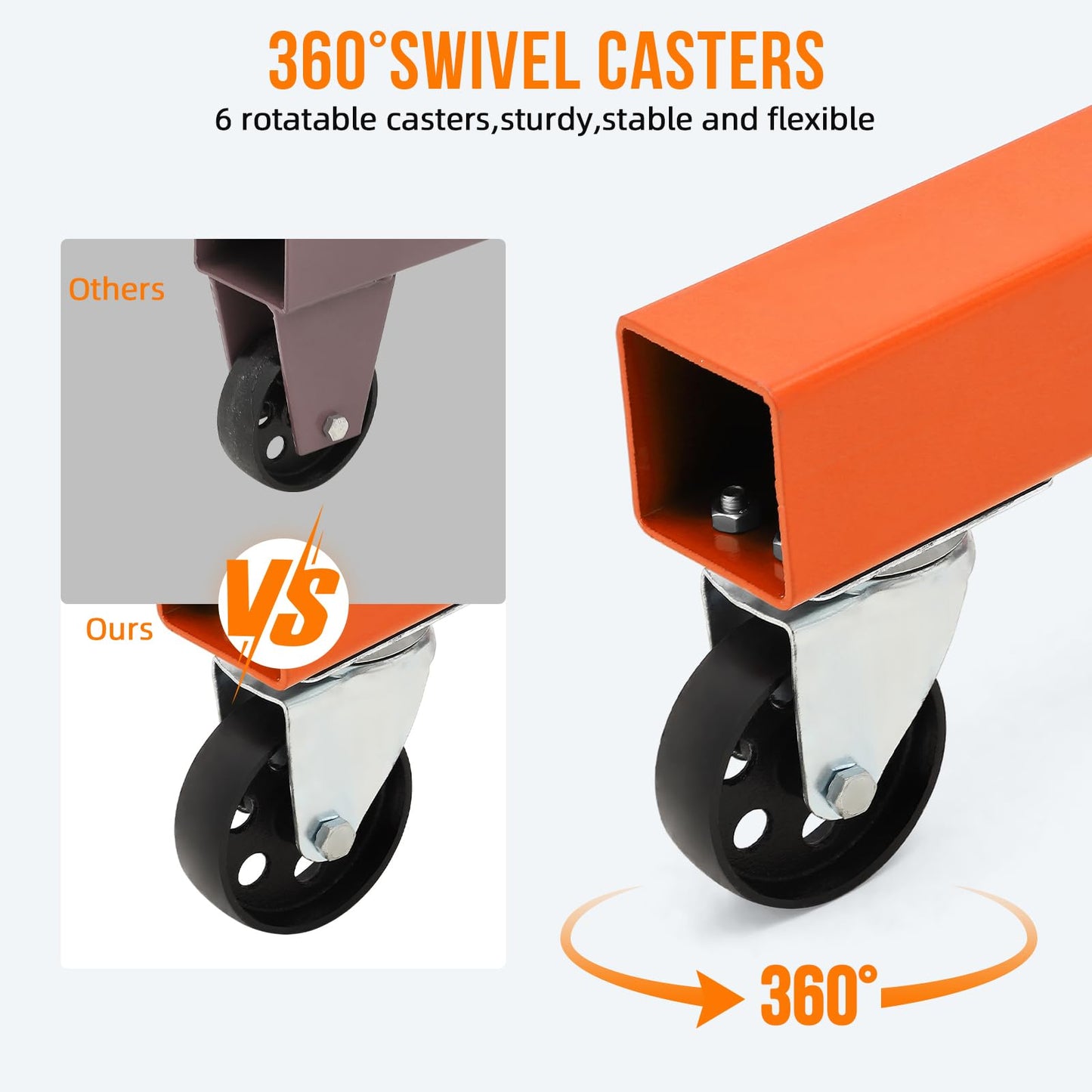 DEXSO 2 Ton Folding Hydraulic Engine Hoist with Lever, Folding Engine Shop Crane Hoist Lift, Heavy Cherry Picker with 6 Wheels for Garage, Workshop,Orange