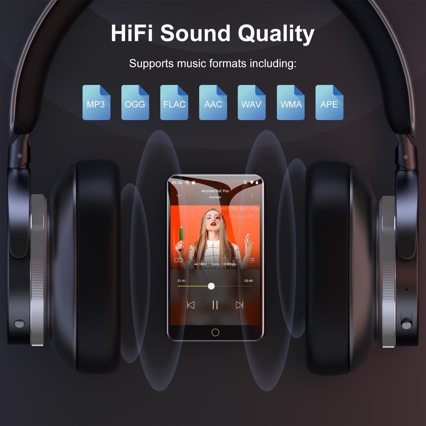 80GB MP3 Player with Bluetooth and WiFi, 4-inch Touch Screen mp3 Players with Bluetooth ， with Spotify, SpotifyKids, Audible, Andora, Amazon Player, MP4&MP3 Player up to 1TB (Black) (Black)