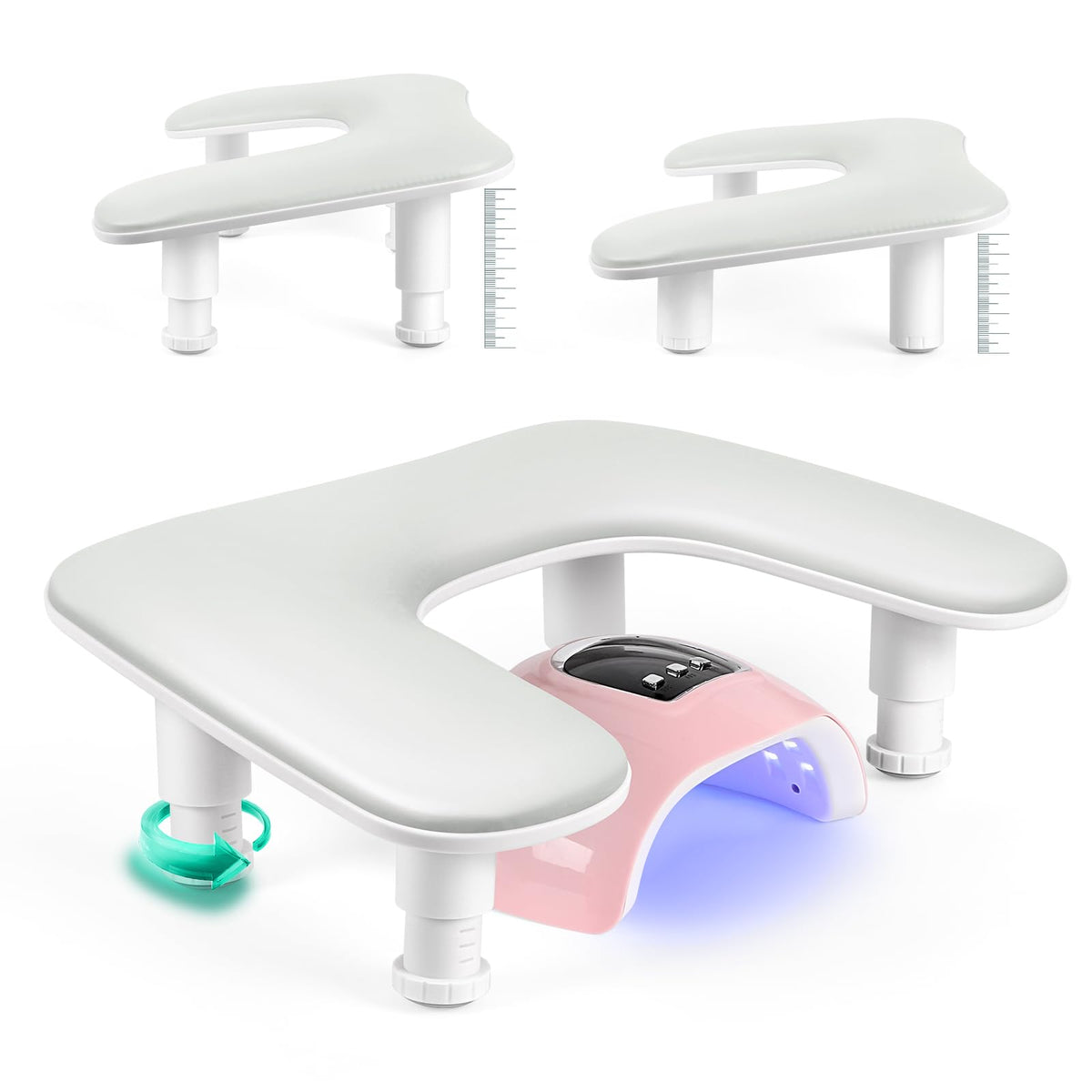 Manicure Arm Rest for Nails Tech: U-shaped Adjustable Nail Armrest - Gray PU Leather Hand Stand Rest for Manicurists