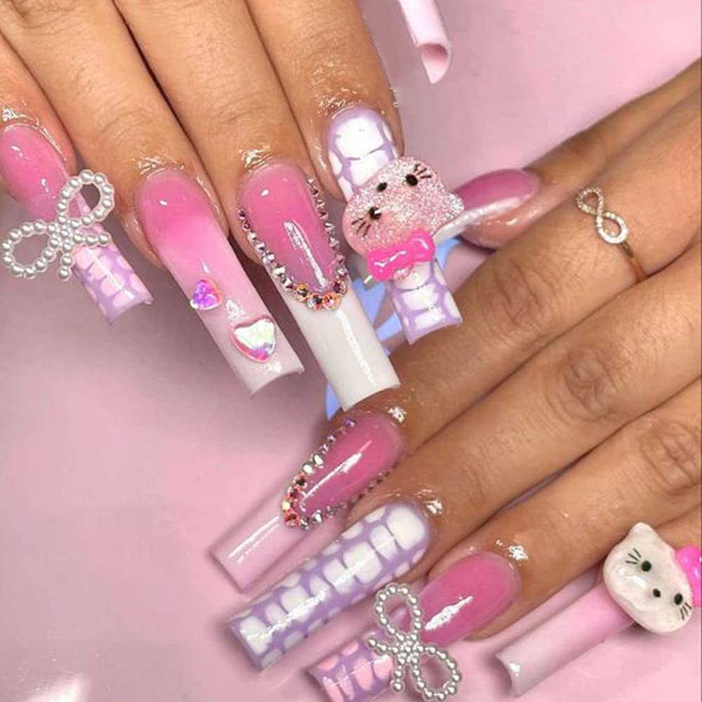 40 Pcs Cute Nail Charms for Acrylic Nails Resin Design Cartoon Nail Rhinestone Anime Kawaii Nail Charms Cute Nail Jewelry Accessories DIY Craft Phone Case Decoration 0.55 * 0.43 inch