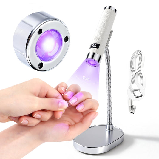 SAVILAND UV Light for Gel Nails with Magnetic Stand: 10s Flash Cure Mini Handheld Cordless UV Nail Lamp, Portable Nail Light with 2 Timer Settings & LED Display for Gel Polish, DIY Home Salon Manicure