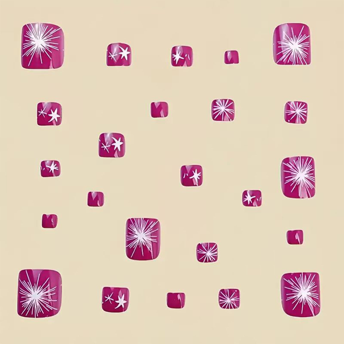 IMRAIN Purple Press on Toenails Short Square Fake Toe Nails Summer Toe Nails with White Star Design Artificial Full Cover False Toenails for Women Girls Nail Supplies 24Pcs