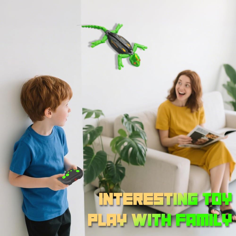 Zingelo Wall Climbing RC Chameleon Toy for Kids, Rechargeable Remote Control Lizard Toy with LED Eyes, Dual Mode Floor & Wall Driving, Halloween Christmas Birthday Gift for Boys Girls Ages 3+
