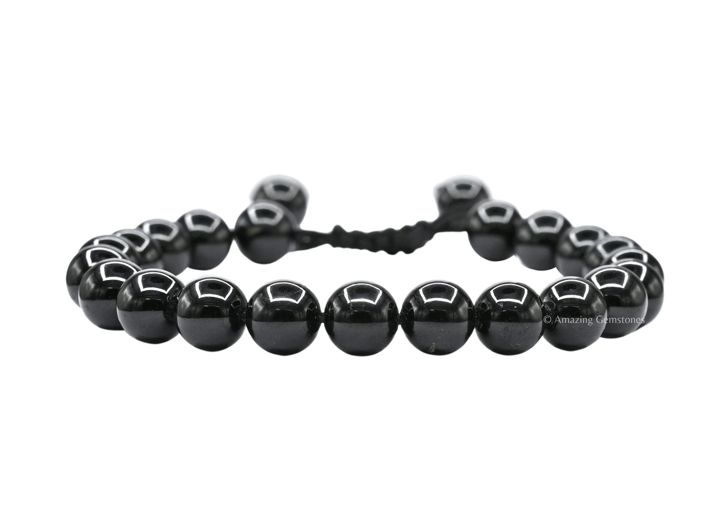 Amazing Gemstone Black Tourmaline Bracelet for Women Men's Gifts - Protection Healing Crystal Bracelet - 8mm Gemstone Beaded Adjustable Bracelet Pulseras Para Hombres Mujer Stocking Stuffers