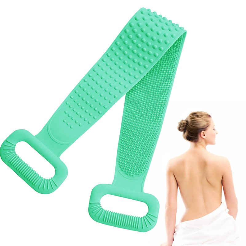 Inmorven Back Scrubber for Shower Exfoliating Body Scrubber 40 inch Double-Sided Back Exfoliator Scrub Towel, Bath Body Brush Widened Back Washer with Handle for Men and Women Green