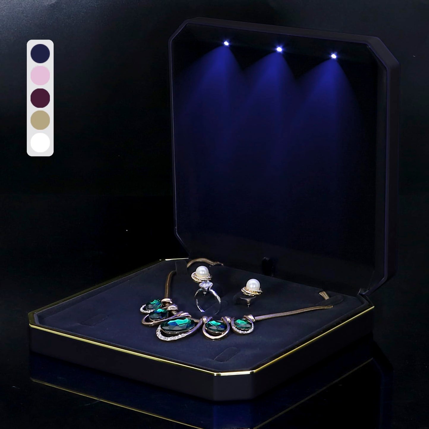 HSLFUAI Large Necklace Box, Necklace Gift Box with Led Light,Jewelry Box for Necklace,Jewelry Gift Box for Wedding, Birthday, Valentine' Day, Mother'S Day, Christmas