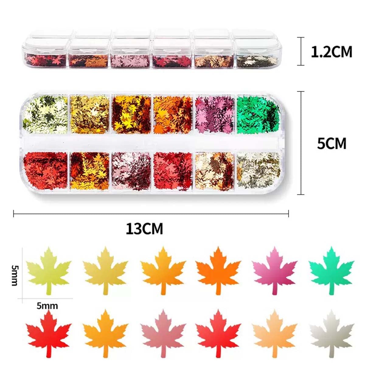 Maple Leaf Nail Sequins 3D Holographic Fall Leaves Glitters Flakes Autumn Nail Art Glitter Sequins Acrylic Nails Supplies Accessories Laser Maple Leaves Flakes for Women DIY Thanksgiving Decoration