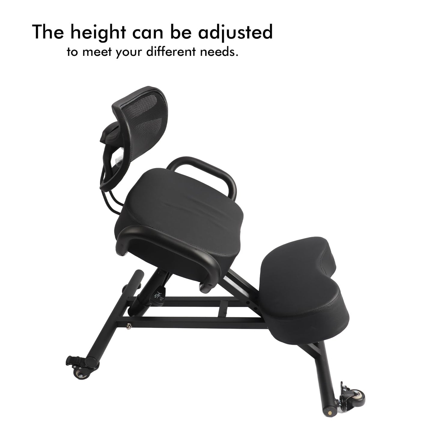 Ergonomic Kneeling Chair, Adjustable Posture Corrector Stool with Mesh Back Support and Thick Cushions for Home Office Desk, Black