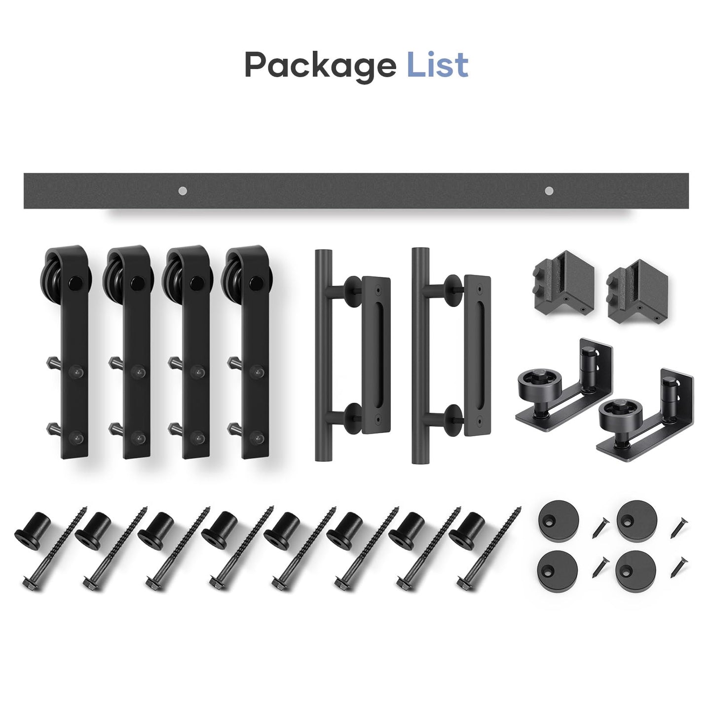 EaseLife 10 FT Double Sliding Barn Door Track and Handle Hardware Kit,Basic J Pulley,Slide Smoothly Quietly,Easy Install (10FT Track Kit for 27"~30" Wide Double Door)