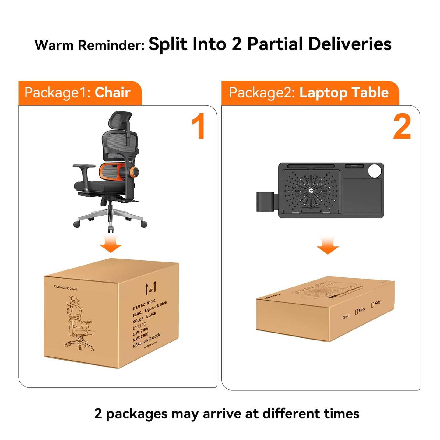 Newtral Office Chair Ergonomic - Home Office Desk Chair, Back Pain Chair with Auto-Following Lumbar Support, 4D Armrest, Seat Depth and Height Adjustable (Foot Rest + Laptop Tray, Black)