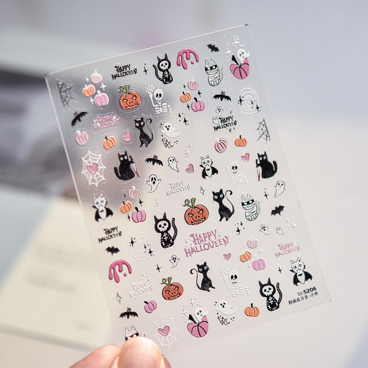 Halloween Nail Art Stickers Pumpkin Nail Stickers 5D Embossed Ghost Nail Decals Bat Spider Web Cat Skull Mummy Designs Self Adhesive Nail Art Supplies for Women Girls DIY Nail Art Decorations 1 Sheet