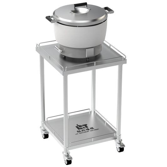 PANTIN® 24" x 24" Stainless Steel Rice Cooker Stand and Cart with Wheels & Brakes, Work Stand & Adjustable Undershelf for Commercial Food Warmer, Large Rice Cookers, PRCWT-2424