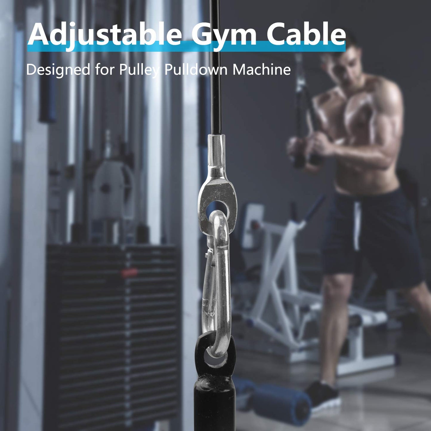 LFJ Replacement Gym Cable Fitness Pulley Cable Steel Wire Rope for Cable Machine Home Gym Weight Lift Pulley System (Fixed Length, 98")"