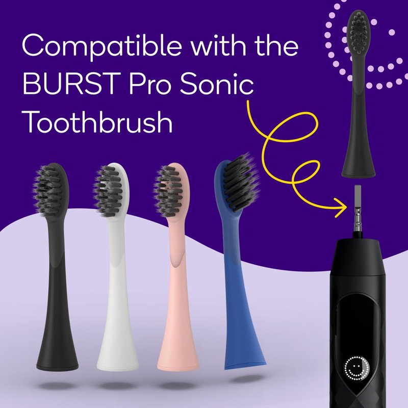 BURST Pro Sonic Electric Toothbrush Genuine Replacement Heads (White/3 Pack) | Soft Bristles for Deep Clean, Stain & Plaque Removal