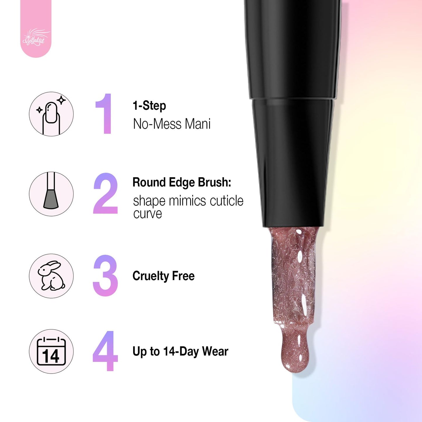 7-in-1 Cat Eye Gel Nail Polish Pen 2pcs, One Step Magnetic Gel Polish with Magnet, No Base/Top Coat Needed, Pink & Purple Glassy Jelly Magnetic Gel Soak Off UV LED Nail Art DIY Home Salon