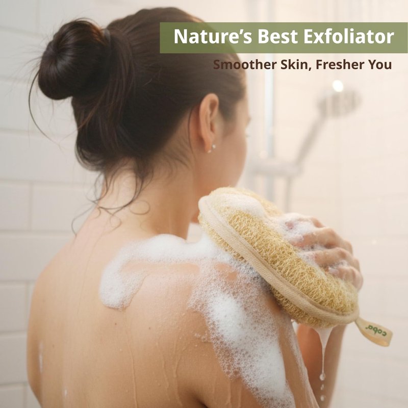Coba Straws Natural Loofah Exfoliating Body Scrubber | 100% Plant-Based Shower Luffa Sponge for Deep Cleansing, Smooth & Glowing Skin | Bath Loofah for Women & Men (Pack 1)