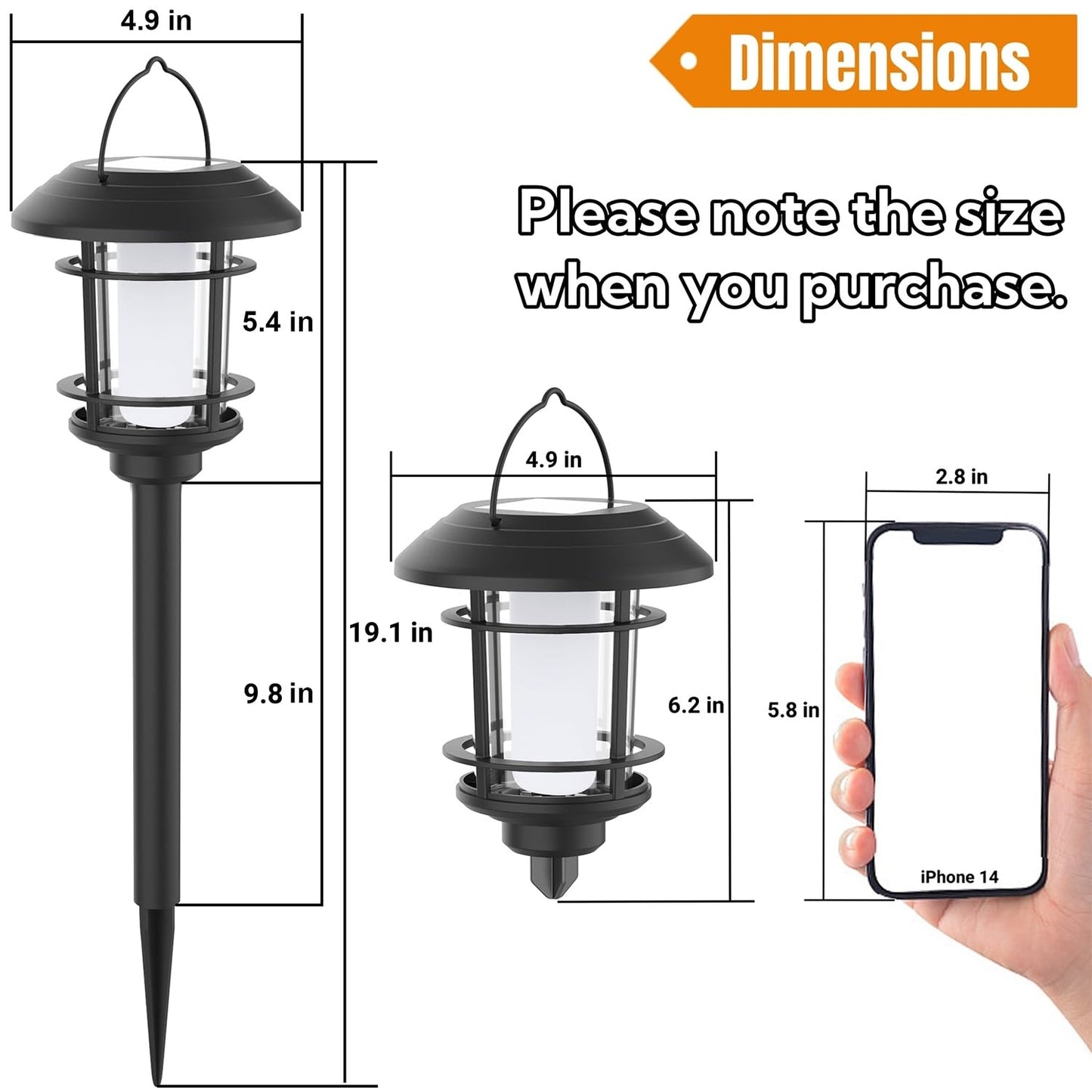Dynaming 6 Pack Solar Flame Torch Lights Outdoor, Halloween Dual Use Flickering Flame Garden Light, Christmas Hanging Lanterns, Auto On/Off & Waterproof Lighting for Lawn Patio Yard Walkway Driveway
