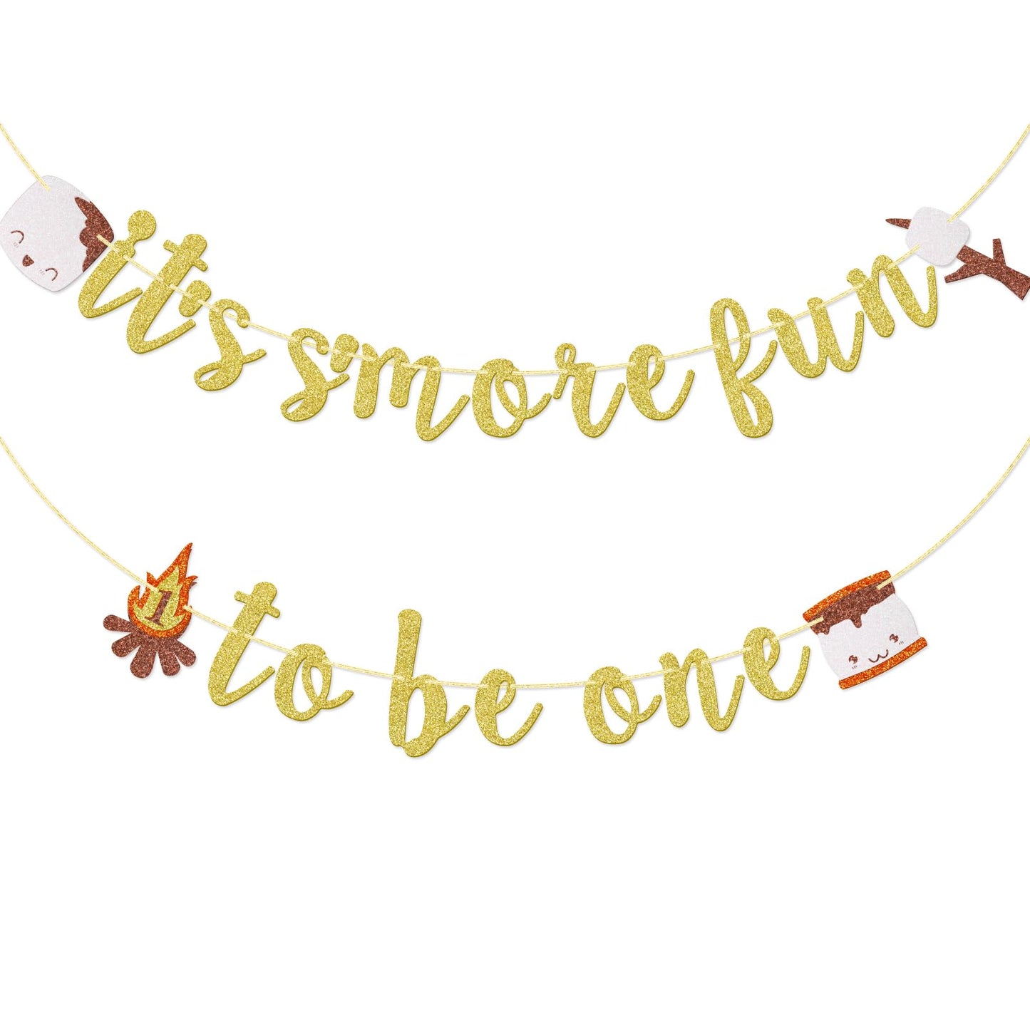 It’s S’more Fun to Be One Banner, Camping Themed 1st Birthday Banner, S'mores Birthday Decor for Baby Boy and Girl, One Happy Camper Decor