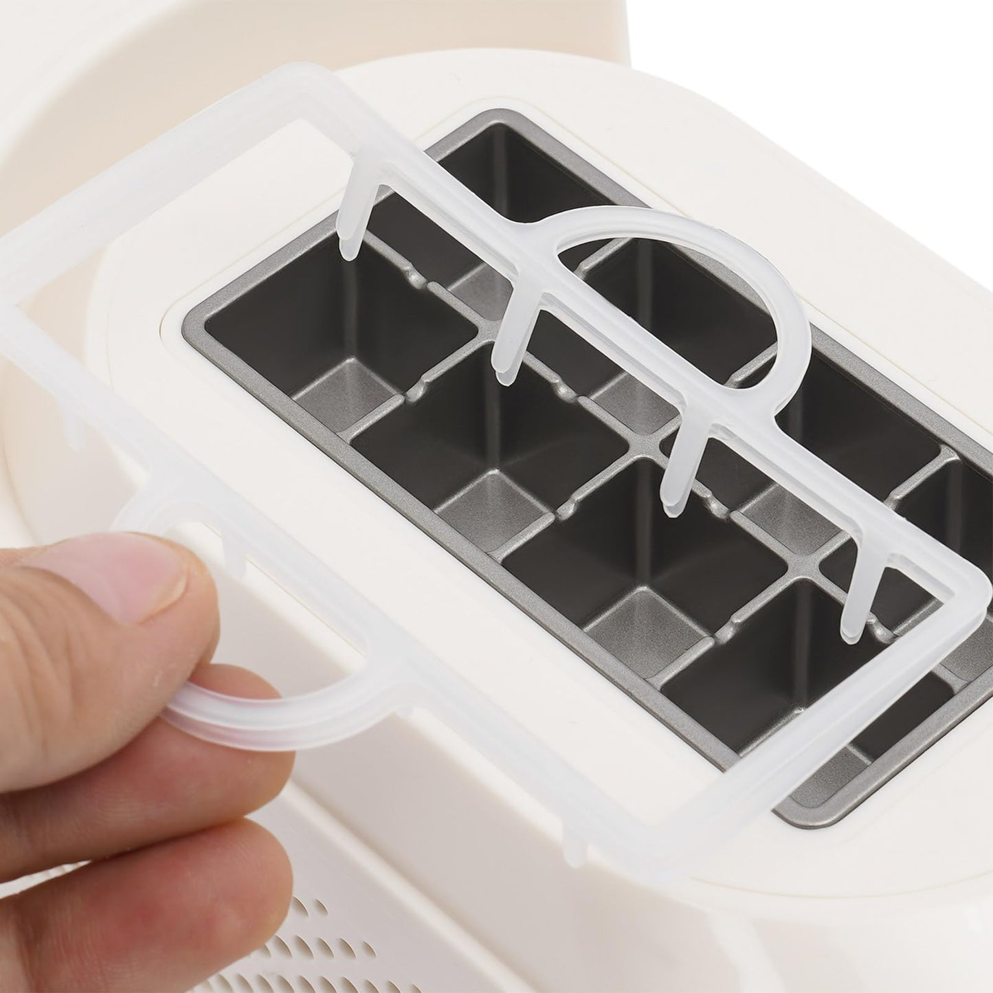 BANEBONE Mini Countertop Ice Maker 120W, Compact Portable Ice Machine with 12V Car Cable, 8 Bullet-Shaped Ice Cubes in 15 Mins, Small Ice Maker for Home Kitchen Office Travel RV - White