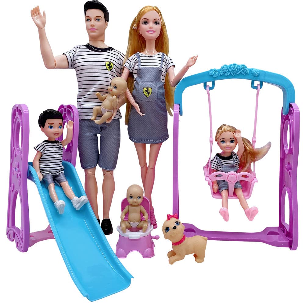 Familydolls Pregnant Dolls Set of 6 People with Removable Baby, 12 Inch Realistic Mommy Doll Set for Kids, Educational Pregnancy Doll Toy, Role Play Gift for Girls Ages 3+