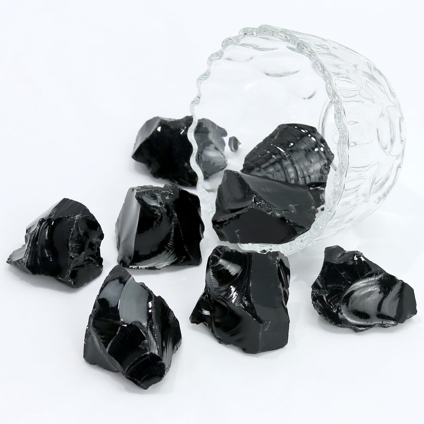 Nvzi Raw Black Obsidian Stone Bulk, Real Gemstones and Crystals, Rocks and Minerals, Healing Crystals, Quartz Crystals and Healing Stones, Cuarzos Originales De Energia Y Piedras(1LB)