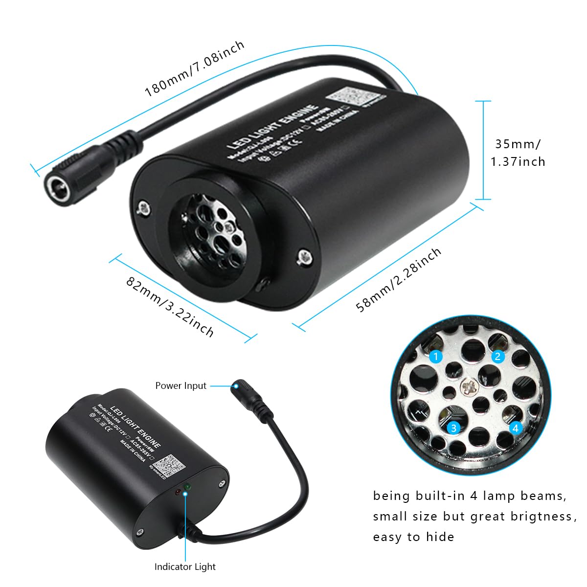 AZIMOM Mini 6W Twinkle 550pcs0.03in 9.8ft Fiber Optic Starlight Headliner+180pcs Fiber Pure White Meteor Shooting Star for Car Home, End Glow Fiber Strands Sound-Activated APP& Remote Control