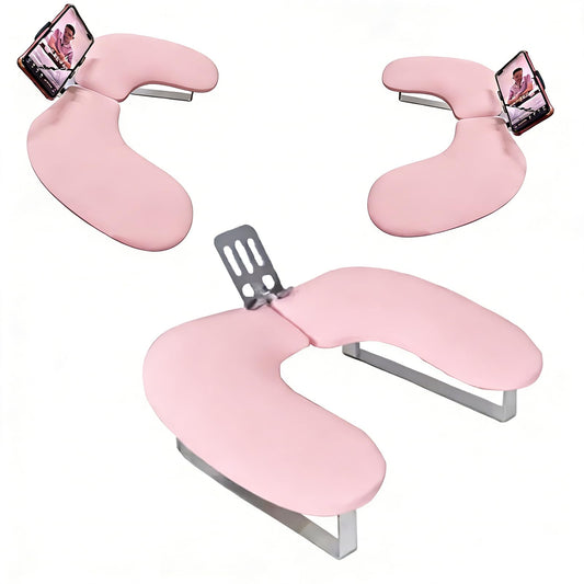 Arm Rest for Nails,U-shaped Manicure Nail Hand with phone holder Rest Pillow Cushion,Foldable PU Leather Nail Tech Arm Rest for Nails Tech,Foot Hand Rest (Light pink)