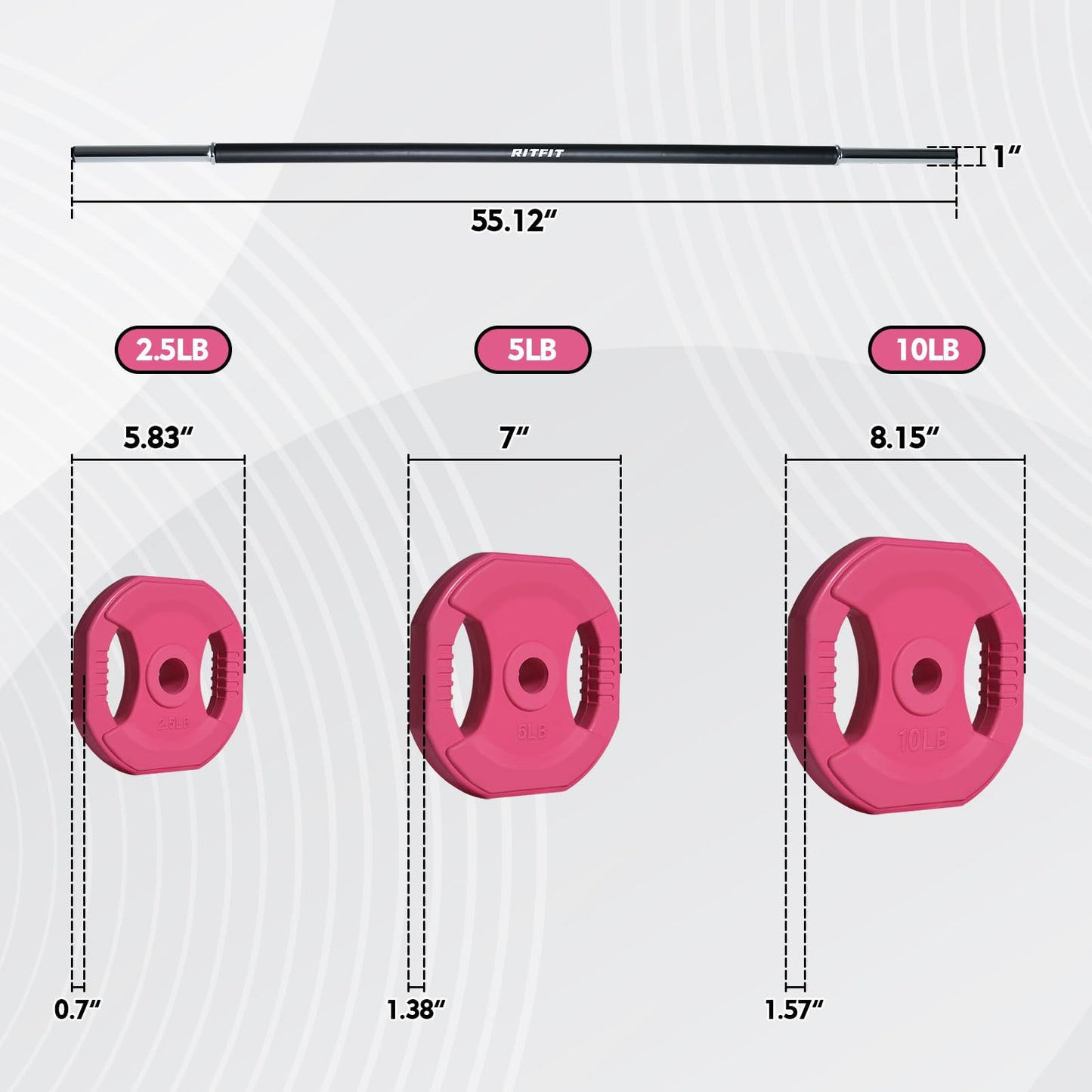 RitFit Adjustable Barbell Weight Set for Weightlifting and Strength Training in Home&Gym