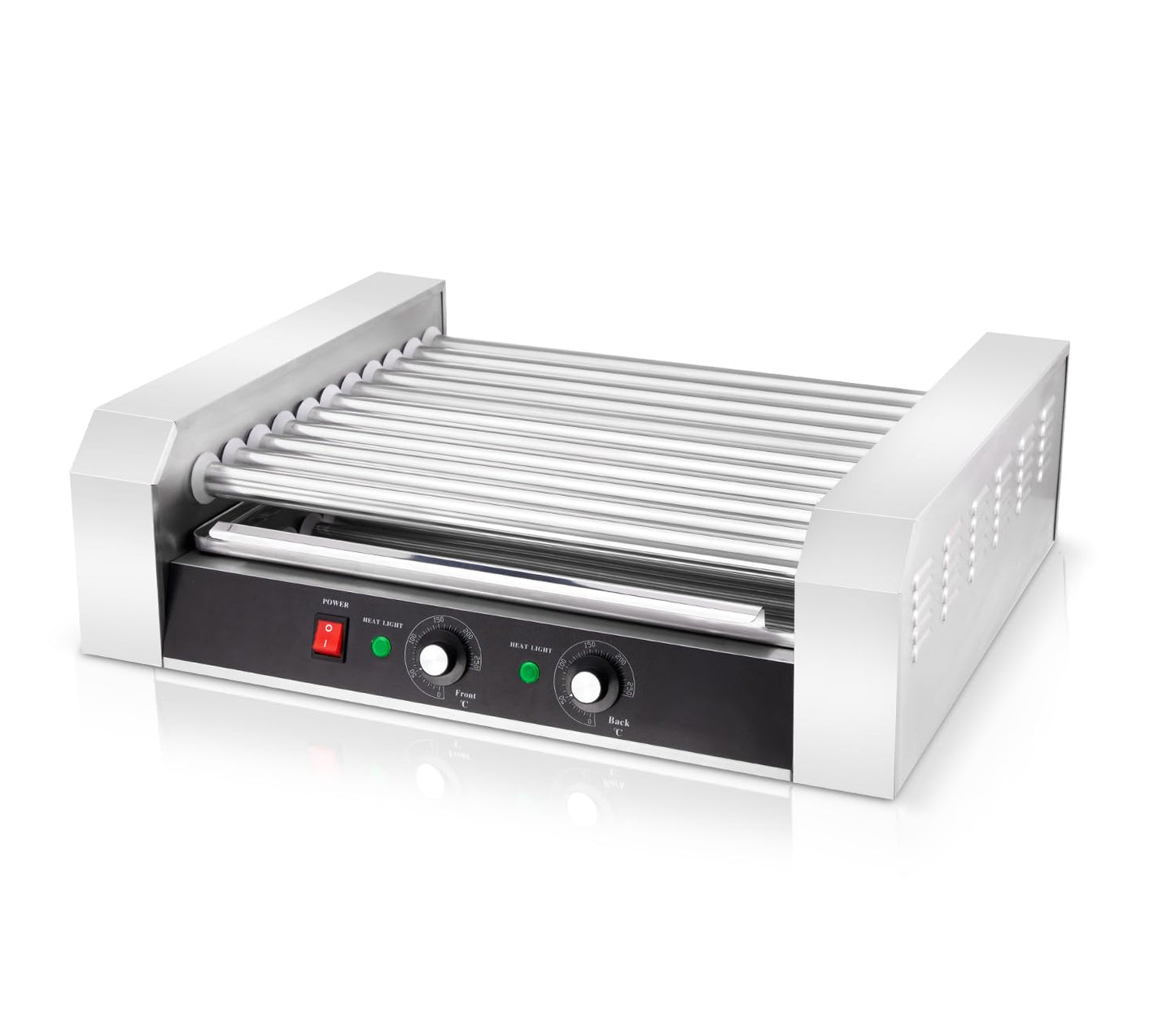 SYBO Hot Dog Roller, 30 Hot Dogs 11 Rollers Grill Cooker Machine with Removable Stainless Steel Drip Tray, 1430-Watts, Ideal for Commercial And Party Use