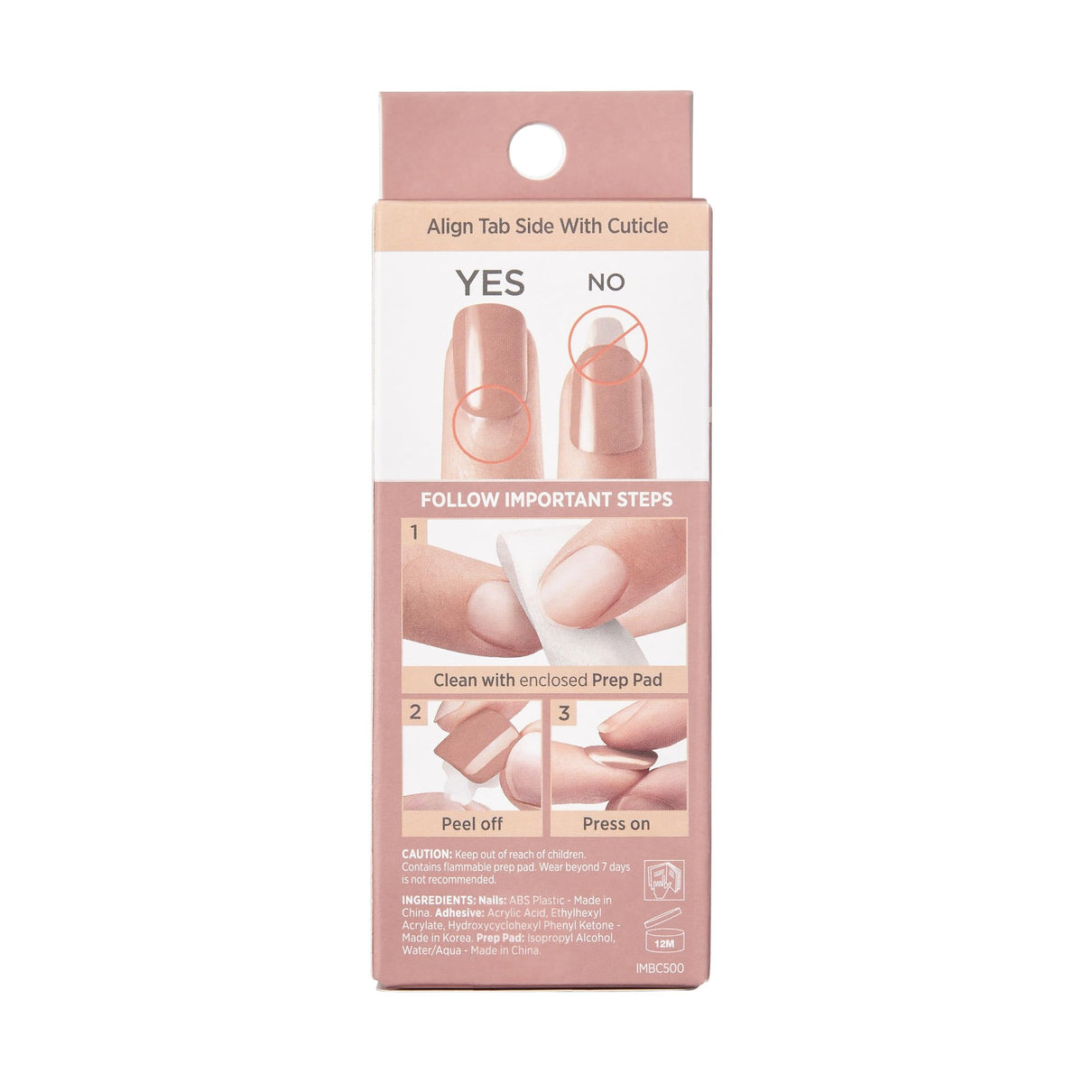 KISS imPRESS No Glue Mani Press On Nails, , 'Effortless Finish', Nude, Short Size, Squoval Shape, Includes 30 Nails, Prep Pad, Instructions Sheet, 1 Manicure Stick, 1 Mini File