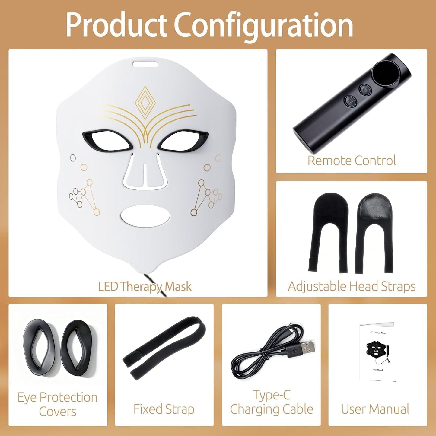 Red Light Therapy Mask for Face, LED Face Mask Light Therapy Device with 4 Modes, 850nm Infrared Red & Blue Light, Rechargeable Portable Home Skincare Tool with Timer for Women & Men