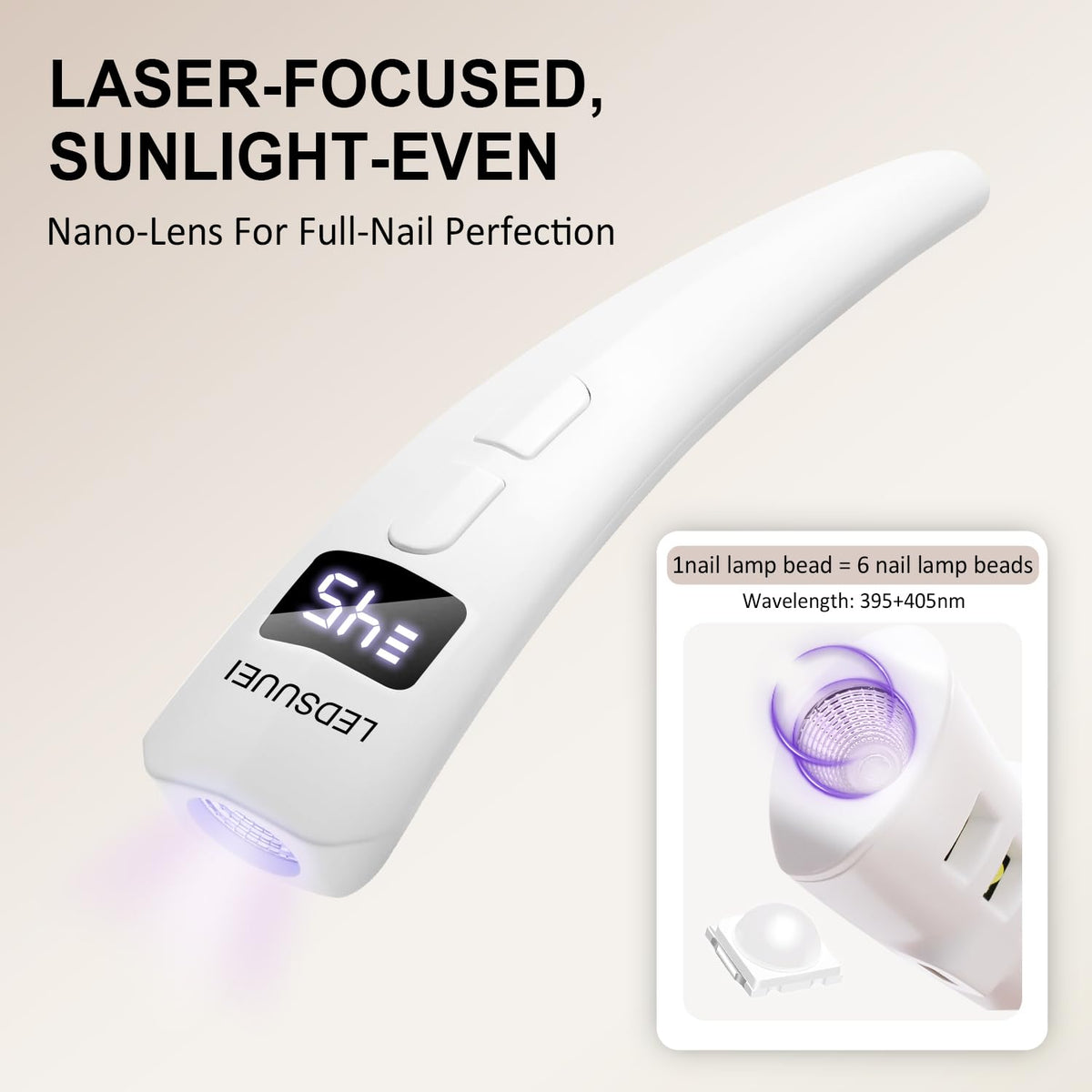 UV Nail Lamp for Gel Polish LEDSUUEI, [2-in-1 Dual-Zone]Handheld UV Light for Gel Nails, 400mAH Rechargeable Portable LED Display Nail Lamp Fast Flash Cure Nail Dryer for DIY Deco Manicure Home Travel