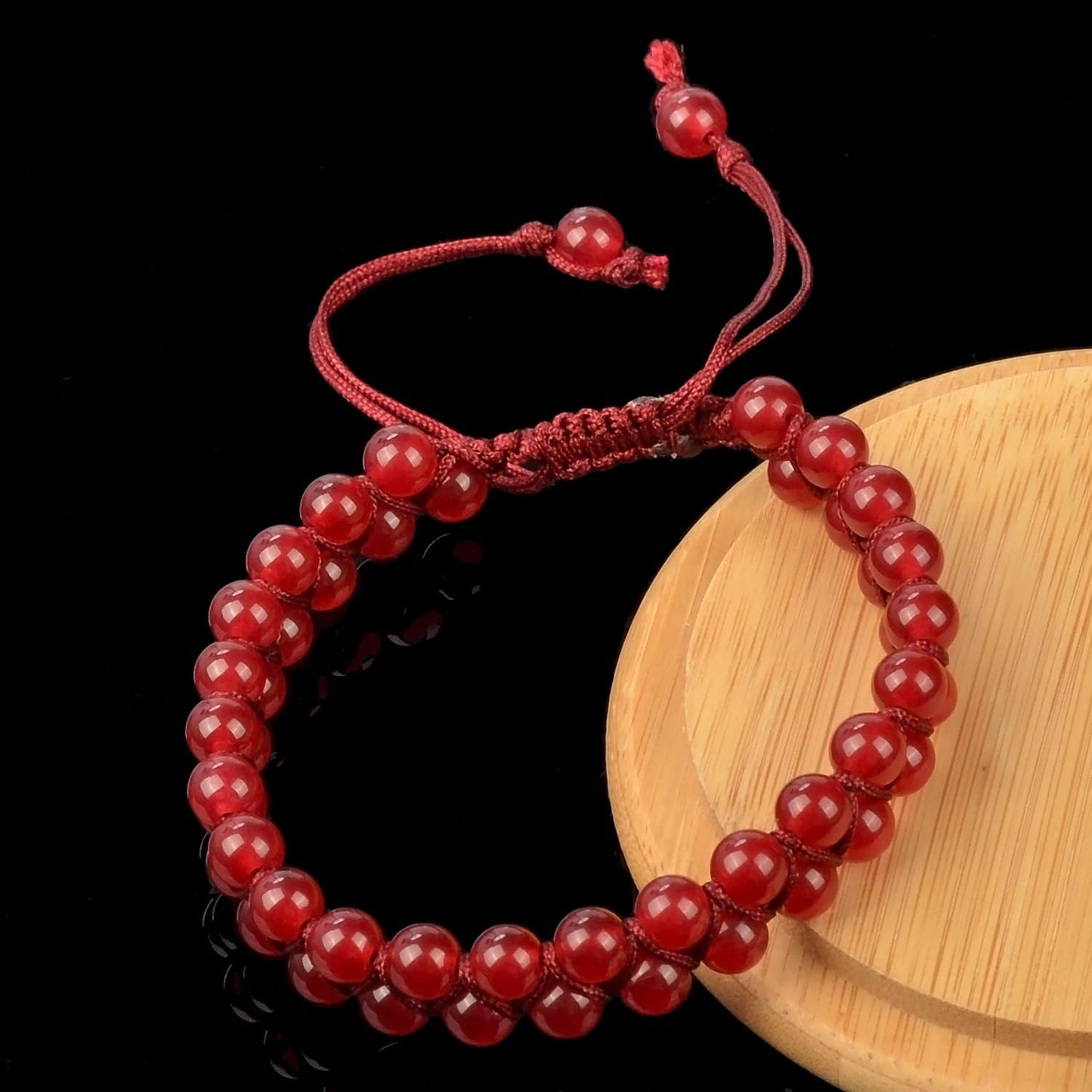MASSIVE BEADS Natural Chakra Healing Power Crystals Macrame Bracelet Yoga Double Layer Stone Beads Gemstone Meditation Relax Anxiety Bangle for Unisex Women Men (Ruby Jade, 6mm)