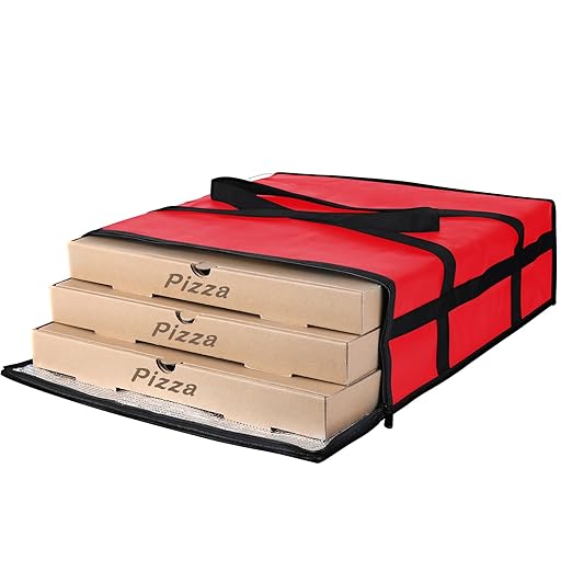 Insulated Pizza Delivery Bag for Carry Hot, 20" x 20" x 6" Carrier Warmer, Insulated Food Delivery Bag, Insulated Grocery Cooler Bags for Catering/Drivers, Commercial Food Warmersï¼Red, 1Pkï¼