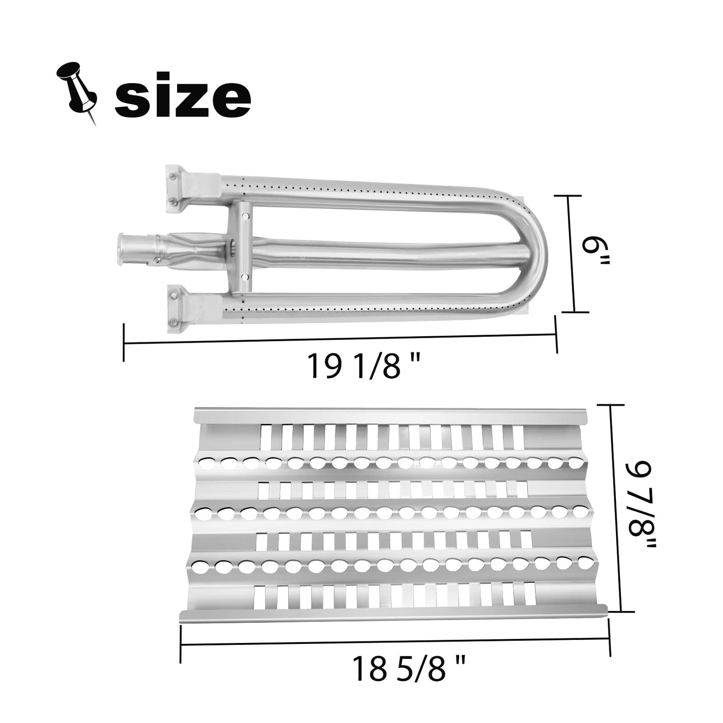 Clivimi 19” Grill Burner Grill Heat Plates Shield for DCS Grills DCS 30 BGB30-BQRN, 27 DBQR, 36, 48 BGB48-BQARL Dynamic Cooking Systems Radiant Tray Gas Grill Replacement Parts Briquette Tray
