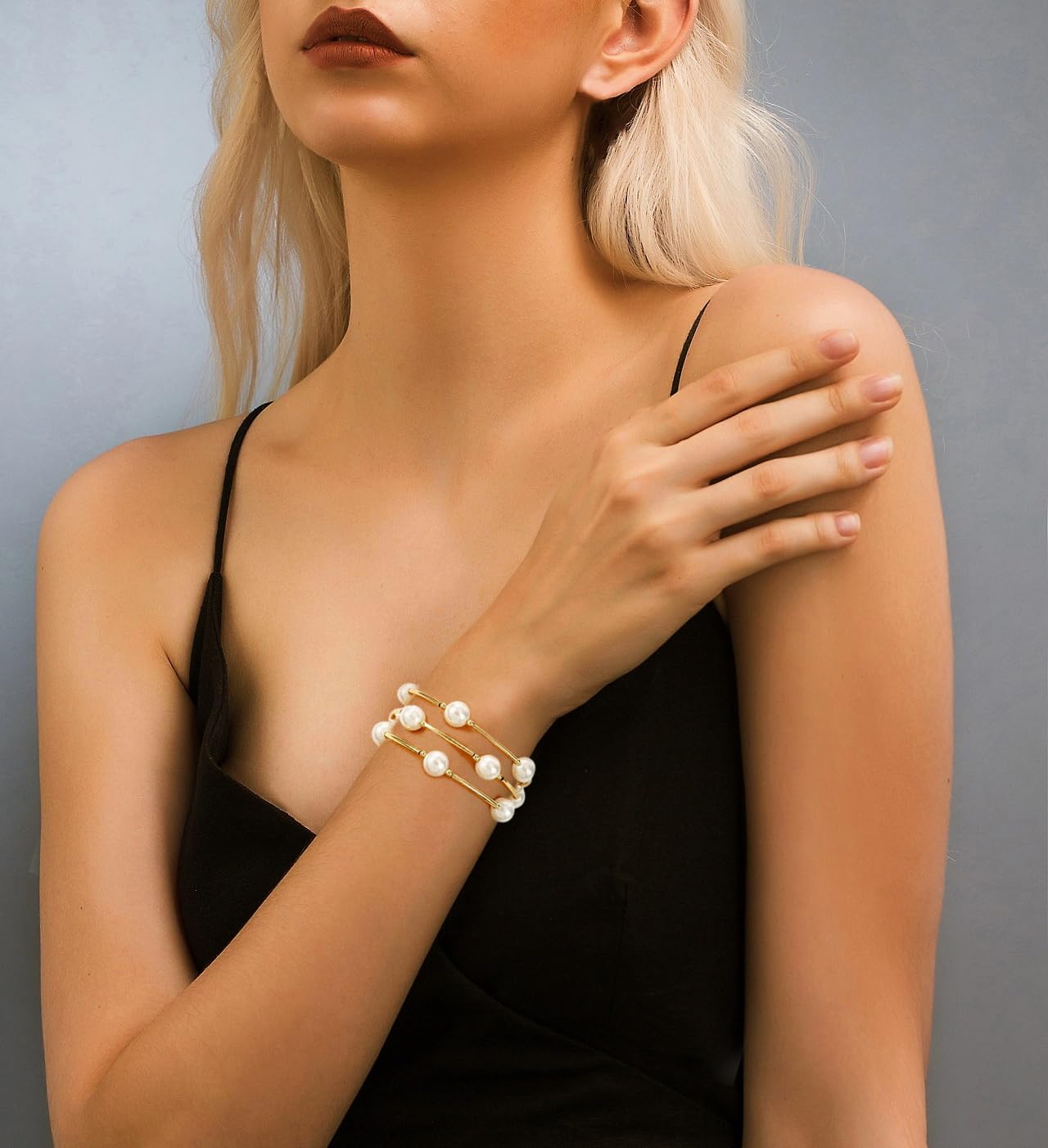 Elegance 11 designs Blessing Bracelet 10mm Crystal White Pearl Bracelet Dainty Gold Plated Tube For Women Simple Bridal Gifts For Friends And Loved