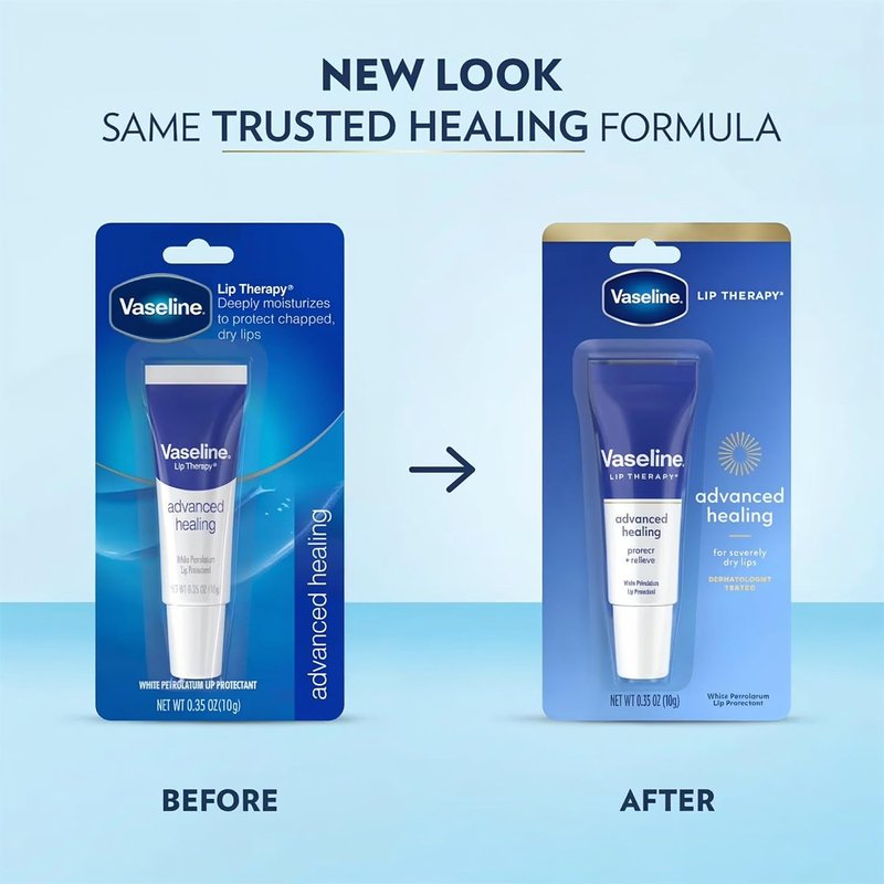 Vaseline Lip Therapy Advanced Healing Lip Balm Tube 24-Pack – White Petroleum Protectant, Moisturizer for Dry Lips, 0.35 Oz Ea