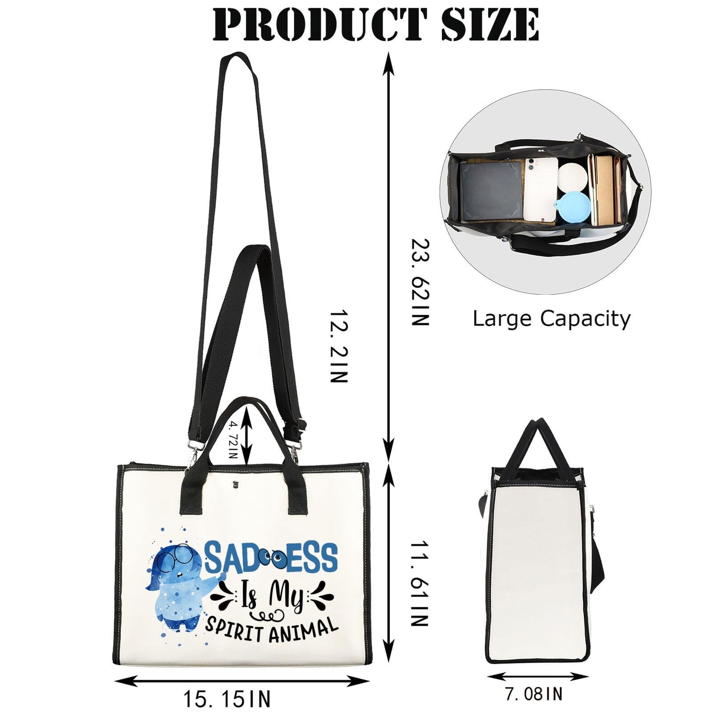 JNIAP Emotion Movie Makeup Bag Cartoon Movie Gifts Cartoon Lover Gifts Emotions Feeling Emotional Zipper Pouch(Sadnes Tote)