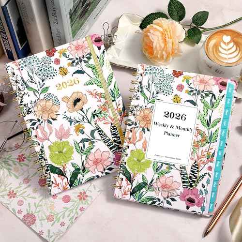 2026 Planner ? Weekly £¦ Monthly Planner 2026, Jan. 2026 ? Dec. 2026, 6.4" x 8.5" with Tabs, Flexible Hardcover, Thick Paper, Strong Twin-Wire Binding, Back Pocket, Inspirational Quotes £¦ Notes