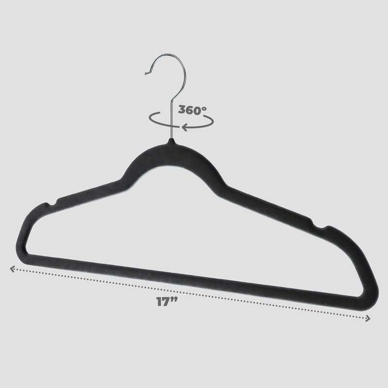 Home-it Premium Velvet Hangers 30 Pack - Black Suit Hangers Non Slip - Heavy duty Clothes Hangers for Closet, Jacket, Shirt, Pants and Suit, Hook Swivel 360 - Ultra Thin